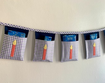 Hanukkah pocket banner - Hanukkah stocking or Hanukkah advent