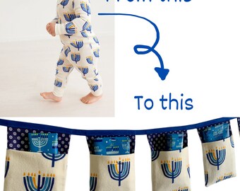 Hanukkah banner custom made from your pajamas - Chanukkah pocket banner