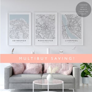 Set of Map Prints from our shop - Multibuy Savings -  Map Poster City Maps - Travel Poster - Set of Three Maps - City Map Print - SAVE!!