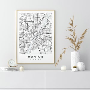 MUNICH - Germany City Map - Munich Map - Munchen Art - Germany Map Print - Munich Map Poster - Bavaria Wall Art Map - Munich Wall Map