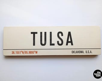 Handmade Tulsa Sign: Vintage Oklahoma Wooden Travel Decor