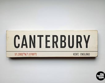 Canterbury Wooden City Sign: Handmade Vintage Kent Art