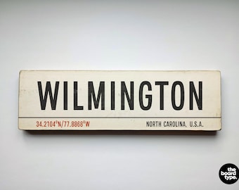Wilmington North Carolina Sign: Handmade Vintage Wooden Destination Art