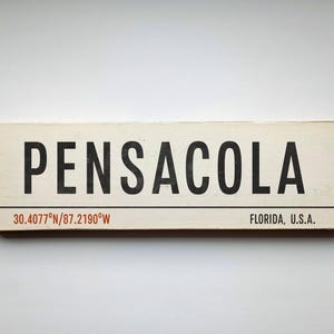 Cartello fatto a mano PENSACOLA Florida - Cartello da viaggio in legno Pensacola - Cartello vintage USA - Cartello di destinazione Panhandle Beach - Regalo fatto a mano USA Fl
