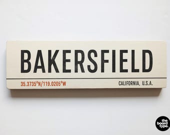 Bakersfield California Wooden Sign: Retro Cali Art