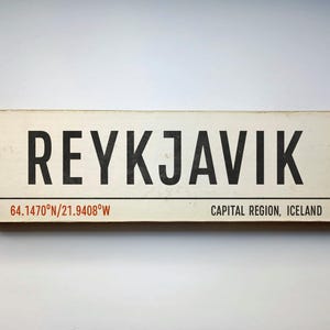 Reykjavik Iceland Wooden Sign: Vintage Travel Decor