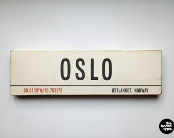 Handmade Oslo Norway Wooden Sign: Vintage Travel Decor