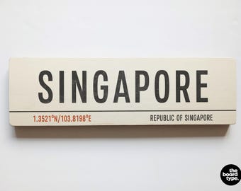 Handmade Distressed Singapore Wooden Sign – Custom City Art