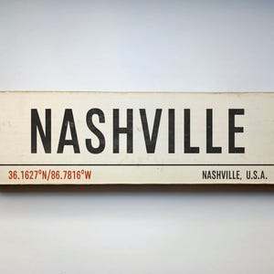Cartello in legno Nashville, idea regalo per lui, Tennessee, cartello vintage in legno antico per arredamento casa, regalo per amanti della musica country e dell'arte, per matrimonio
