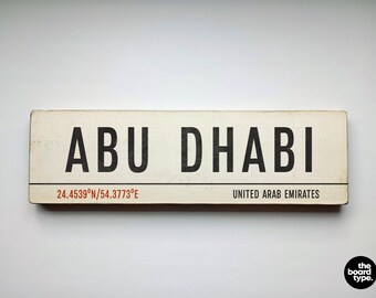 Abu Dhabi Wooden Sign: Custom City Art, Handmade UAE Gift