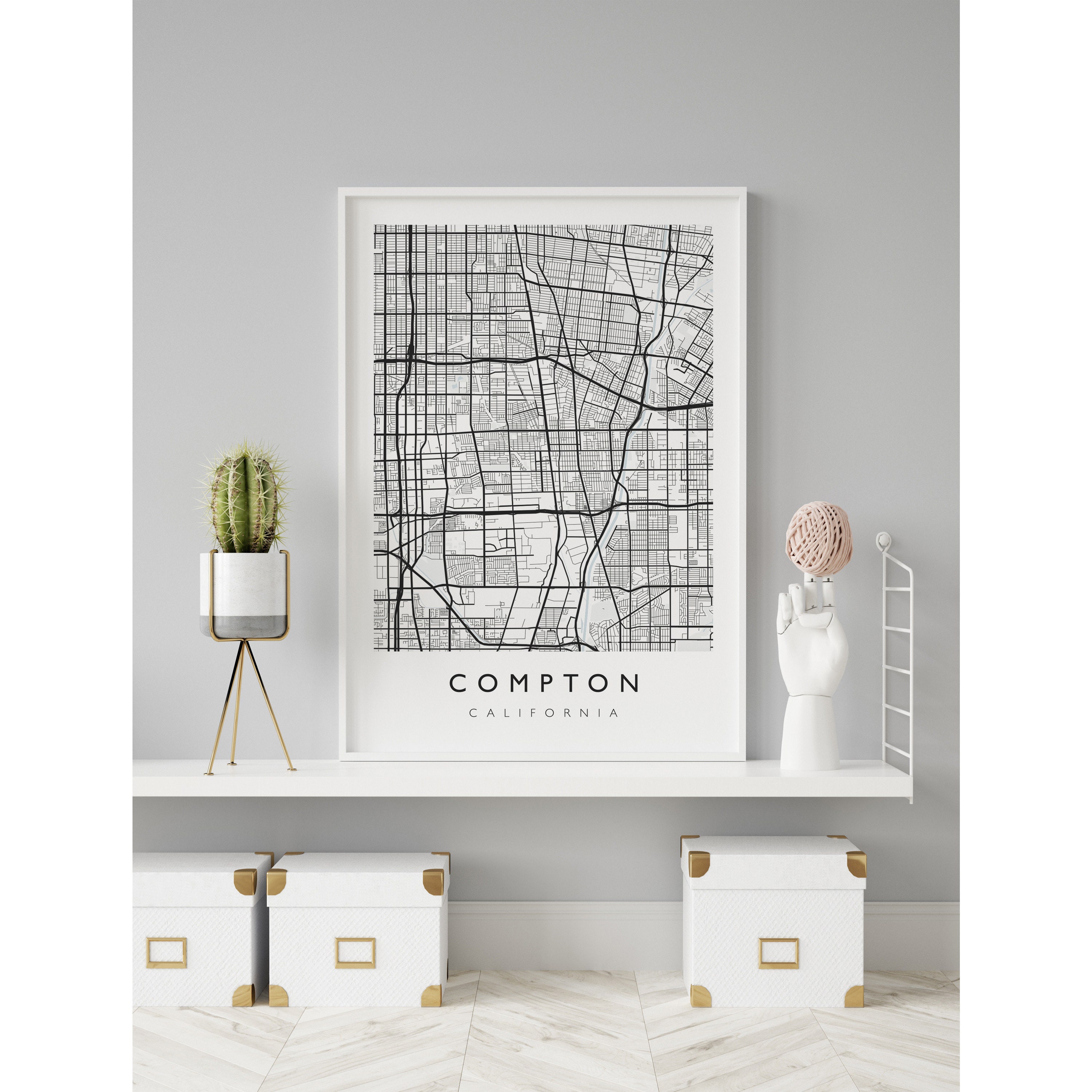 COMPTON Karte Druck Kalifornien Stadt Karte Druck Compton | Etsy