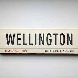 WELLINGTON New Zealand Wooden Travel Sign - NZ Retro Vintage Wooden Sign - New Zealand Sign - Handmade City Gift Art - Wood Sign Handmade