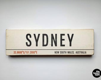 Sydney Australia Wooden Sign: Custom City Art, Aged Finish