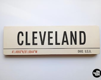 Handmade Cleveland Ohio Sign: Vintage Wooden Travel Decor