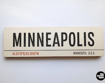 Handmade Distressed Wooden Minneapolis Sign: Retro Minnesota Art