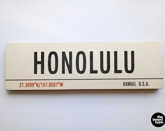 Handmade Honolulu Wooden Beach Sign - Aged Hawaii Decor