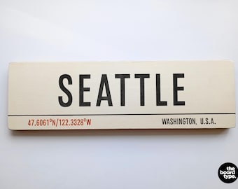 Seattle Wooden Travel Sign: Vintage Holiday Destination Art