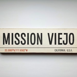 Mission Viejo Wooden Sign: Handmade California Travel Decor