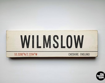Handmade Wilmslow Cheshire Wooden Sign: Vintage Hometown Decor