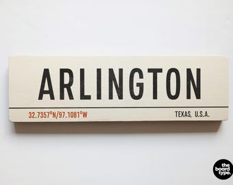 Handmade Arlington Texas Sign - Vintage Style Wooden Road Art