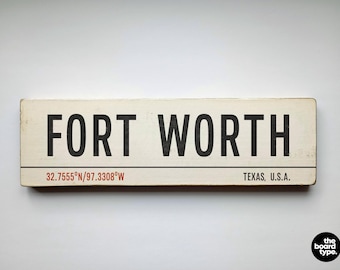 Handmade Fort Worth Texas Wooden Sign: Aged Hometown Art