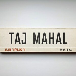 Cartello turistico in legno TAJ MAHAL - Cartello in legno India - Cartello in legno personalizzato - Cartello in legno personalizzato - Fatto a mano - Cartello in legno fatto a mano