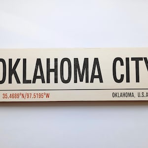 OKLAHOMA CITY Handmade Sign - Oklahoma Wooden Travel Sign - Vintage USA Sign - Oklahoma Sign - Handmade American Retro Gift