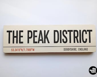 Handmade Peak District Wooden Travel Sign - Aged Derbyshire Art