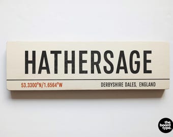 Handmade Hathersage Wooden Sign: Aged Peak District Art