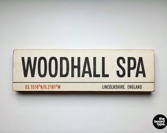 Handmade Woodhall Spa Wooden Sign: Lincolnshire Town Art