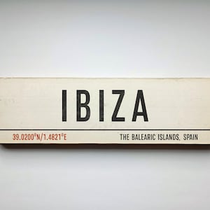 Cartello turistico per le vacanze a Ibiza, Spagna - Cartello turistico per le Isole Baleari - Cartello retrò vintage - Cartello per la destinazione DJ spagnola - Regalo di viaggio a Ibiza, Spagna