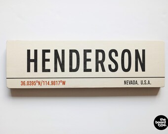 Handmade Henderson Nevada Sign: Vintage Wooden Travel Decor