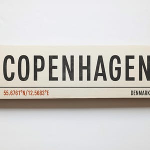 COPENHAGEN Danimarca Cartello - Cartello da viaggio in legno di Copenaghen - Cartello retrò vintage - Cartello di destinazione Danimarca - Regalo di viaggio danese fatto a mano