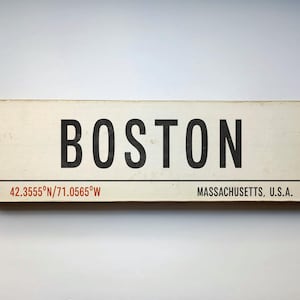 Handmade Boston Wooden Sign: Vintage Travel Decor