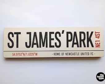 Newcastle United Wooden Football Sign: Handmade St James Park Gift - Distressed Vintage Soccer Art
