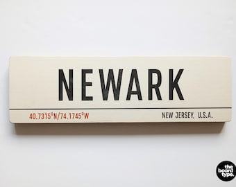 Newark New Jersey Wooden Travel Sign: Vintage American Destination