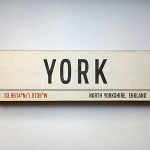 York Wooden Sign: Vintage Travel Art, Distressed Finish
