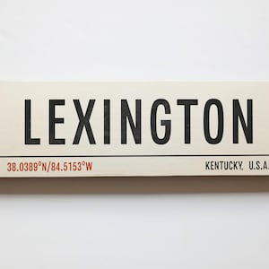Vintage Lexington Kentucky Travel Sign: Aged Wooden Destination Art