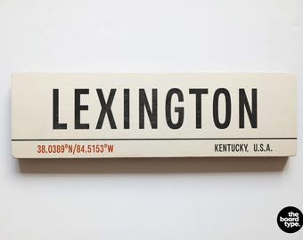 Vintage Lexington Kentucky Travel Sign: Aged Wooden Destination Art