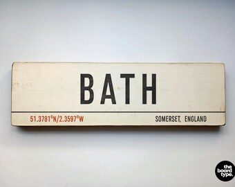 Handmade Bath Somerset Wooden Sign: Vintage Travel Decor