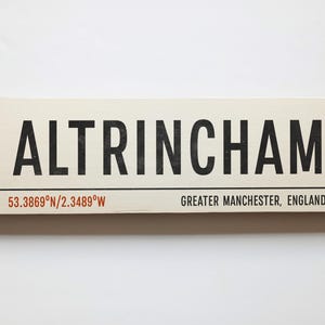 ALTRINCHAM City Sign - Altrincham Wooden Sign - Greater Manchester Wooden Sign - Handmade - Vintage Wood Sign Handmade Art