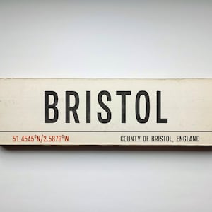 BRISTOL - Insegna in legno fatta a mano - Insegna in legno VINTAGE City - Insegna in legno retrò - Insegna in legno antica - Insegna in legno della città natale di Bristol