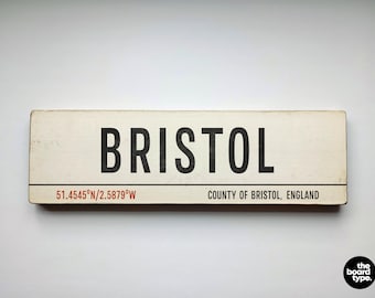 Handmade Vintage Bristol Wooden Sign: Aged City Art