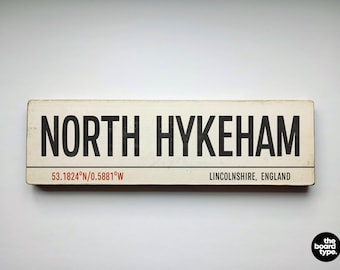 North Hykeham Wooden Sign: Distressed City Art, Lincolnshire