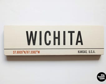 Handmade Wichita Kansas Sign: Vintage Wooden Travel Decor