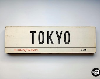 Handmade Tokyo Japan Wooden Sign: Custom City Art