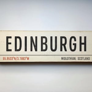 EDINBURGH handgemachtes Holzschild - Edinburgh City Holzschild - Schottisches Holzschild - Retro Holzschild - Handgemachtes Schild - Scotland Holzschild