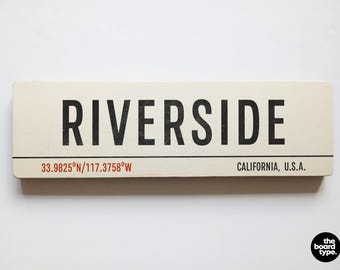 Riverside CA Wooden Sign: Retro Cali Art - Handmade & Distressed