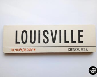 Handmade Louisville Kentucky Wooden Travel Sign - Vintage Style
