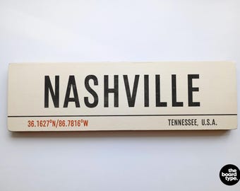 Vintage Nashville Wooden Sign: Tennessee Home Decor, Country Music Art